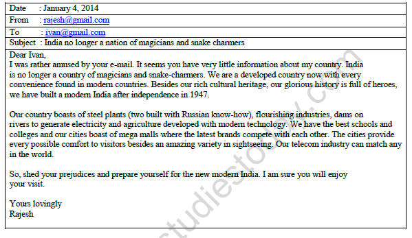 email writing format class 9th